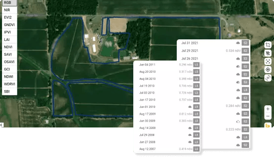 Historical satellite images can be analyzed to identify areas with higher and lower yield potential 