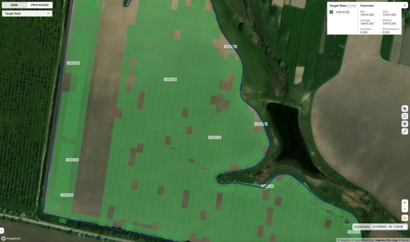 Target application rate map from the prescription loaded into GeoPard