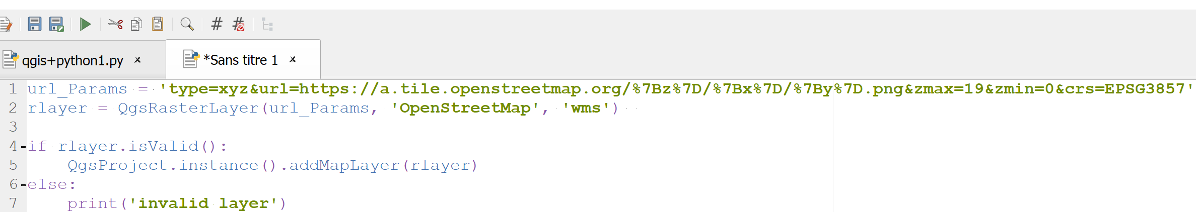 Script Python pour ajouter une couche de fond fournie par OSM