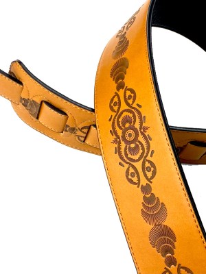 Leather Gephardt Guitar Strap - Tan Design