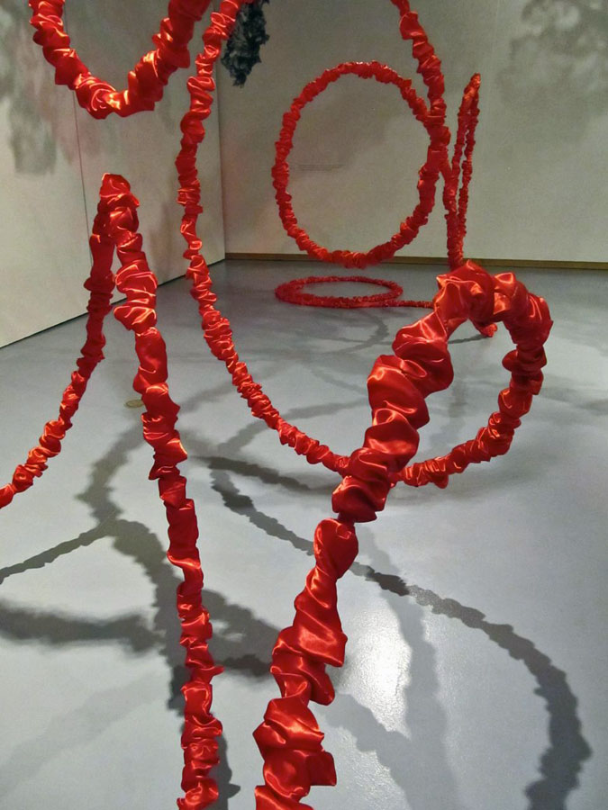 close up squiggled lines of Terra Ignis art installation by Gerri Sayler at Nicolaysen Art Museum