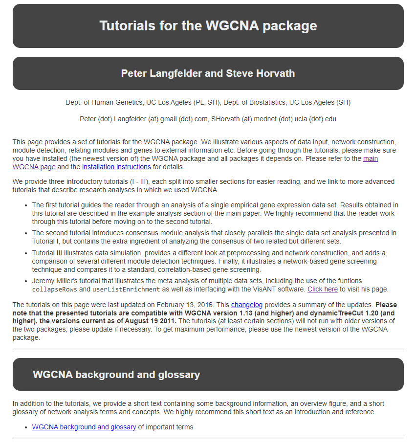 WGCNA Tutorials