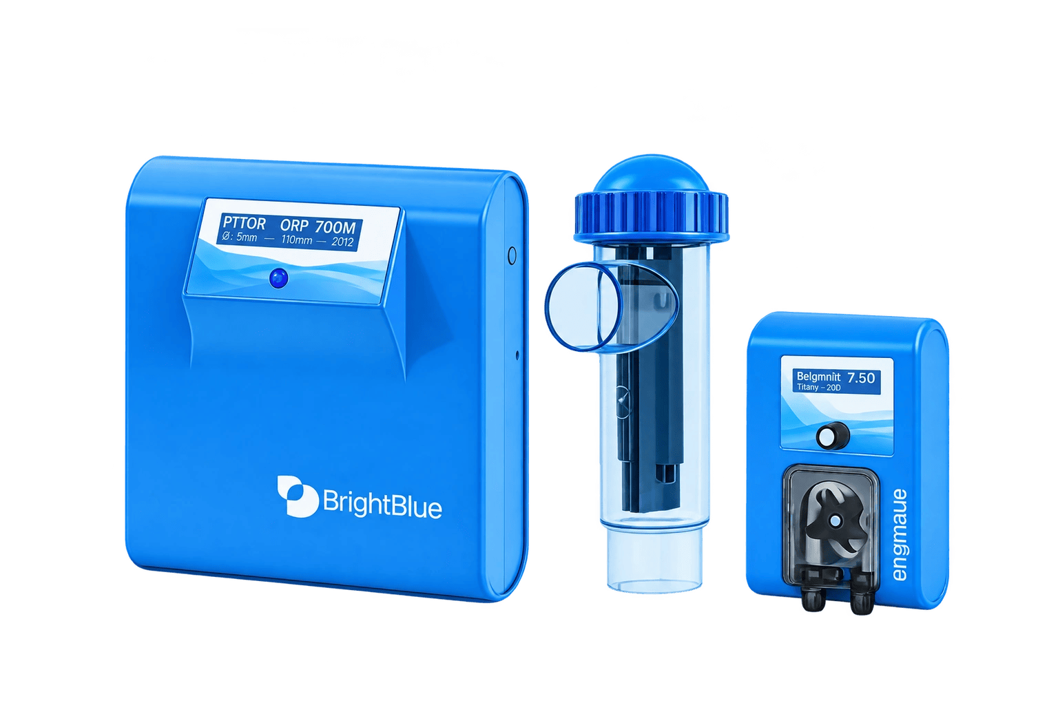 Equipamentos BrightBlue de eletrólise de sal e controlo de pH