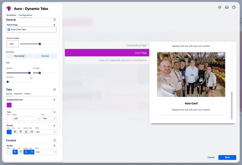 Make your confluence child tabs visually engaging