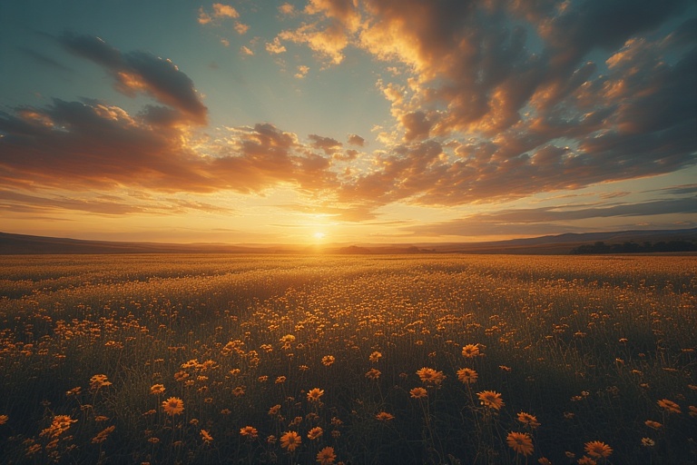 Positive Friday Blessings with Psalm 118:24 begin with this: A rising sunset over a field.
