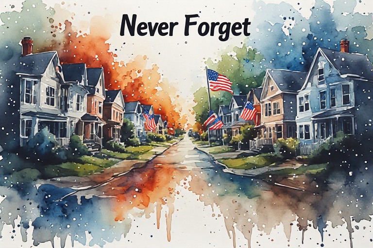 A neighborhood waving American flags. A prayer for September 11 is usually the call in times like this as we reflect on this faithful day.