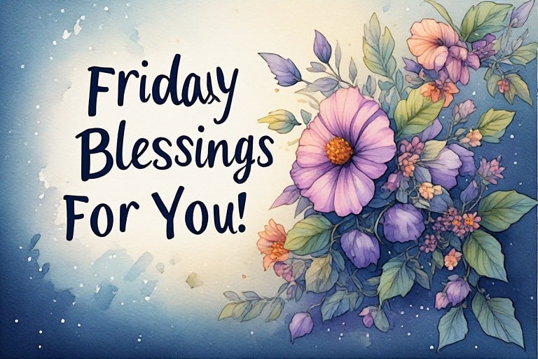 Flowery picture that says "Friday Blessings for You"
