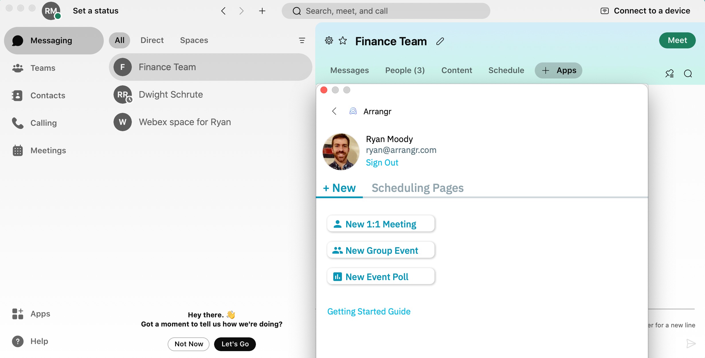 Arrangr and Webex
