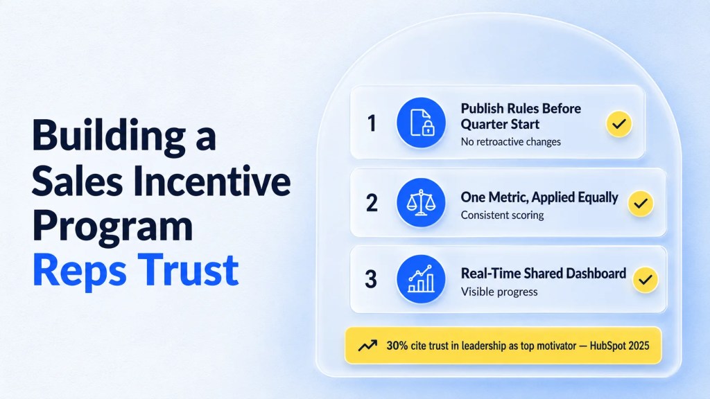 Three-step framework for building sales team incentives reps trust —
transparency and shared tracking