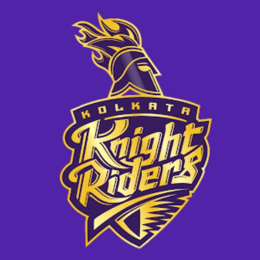 Kolkata Knight Riders logo featuring a golden knight helmet and stylized KKR text on a purple background.