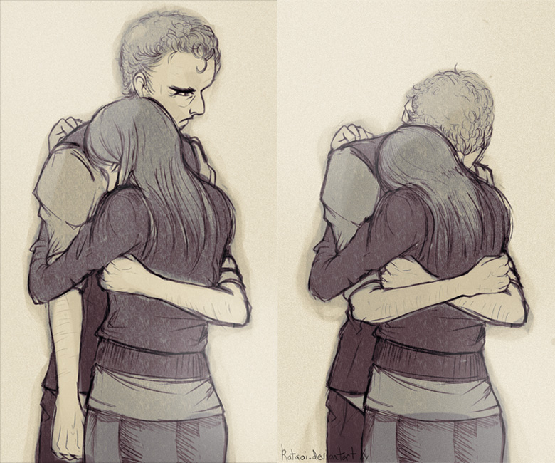 Drawing reference hug from behind pose