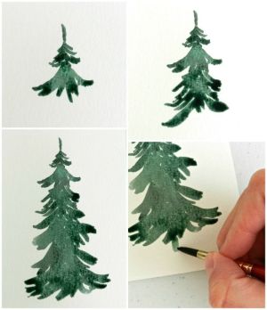 tree drawing pine tutorial detailed instructions trees craft paint getdrawings