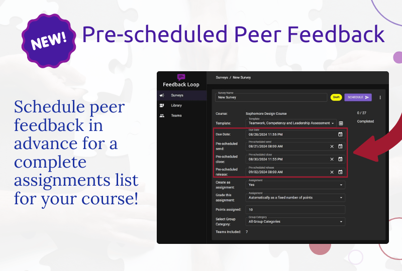 Scheduling Peer Feedback Surveys Product Update