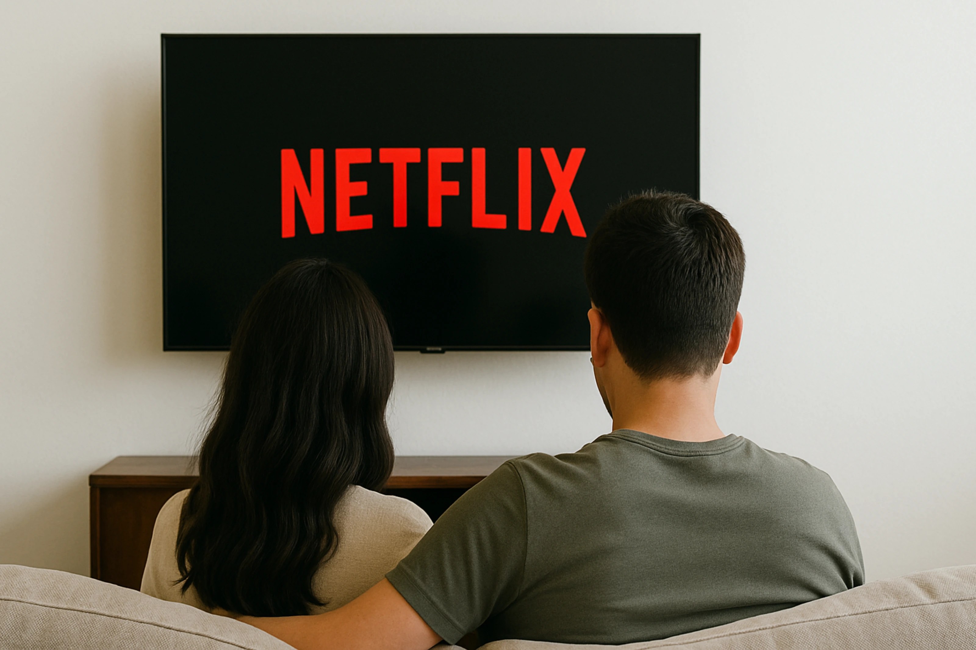 A couple watching Netflix