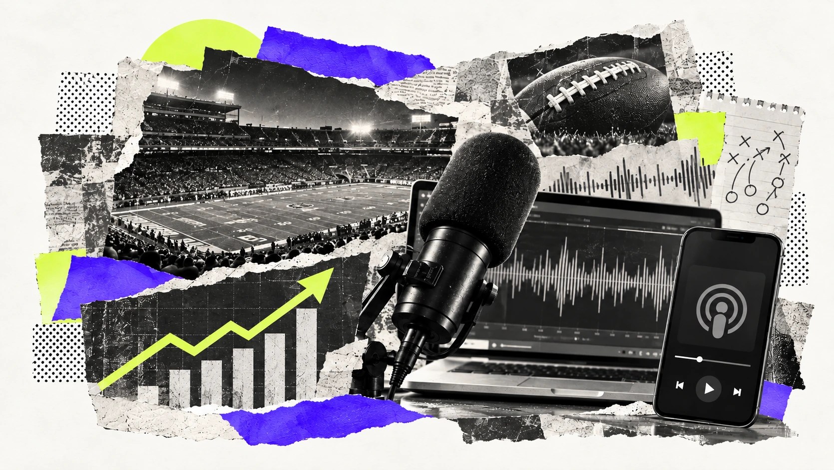 podcast advertising collage