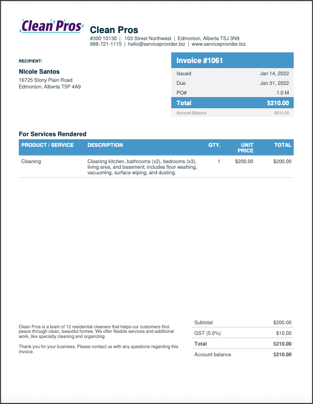 free cleaning invoice template invoice generator jobber