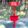 Display of the rugged all-steel Blanket Canister Holder, available in White, Red, and Black powder coat finishes.