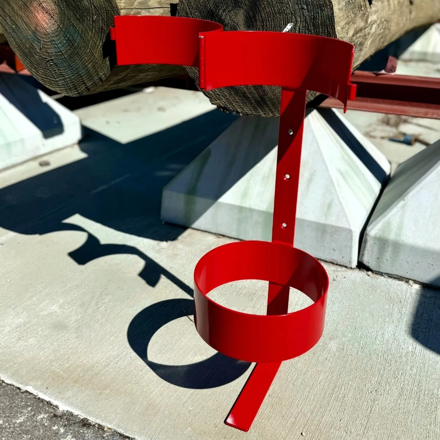 Essential utility truck accessory: a durable, all-steel Blanket Canister Holder for secure, accessible storage of protective rubber blanket canisters.