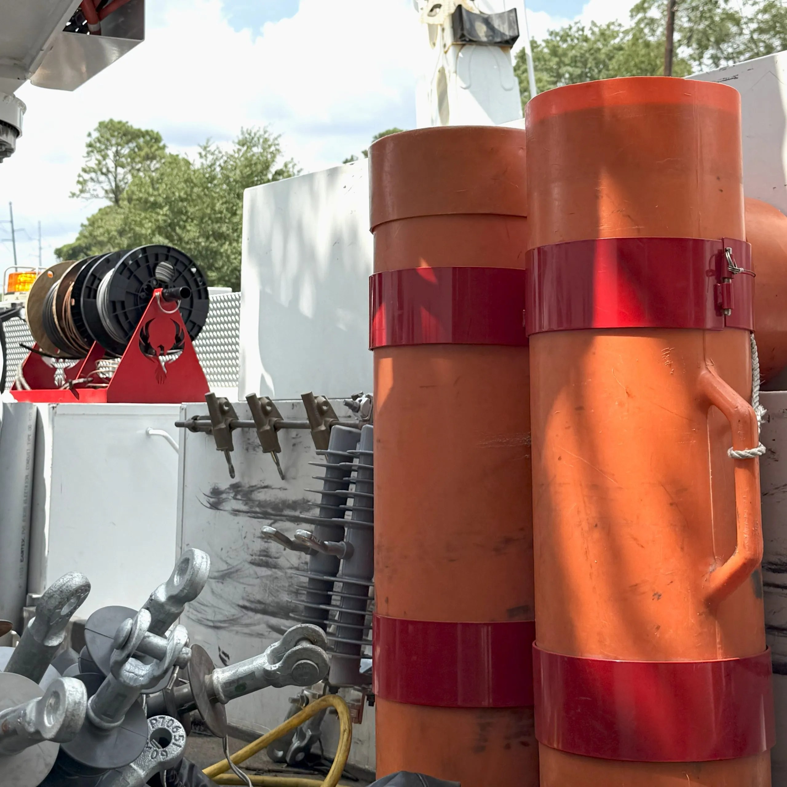 Maximize your truck's belly space with this compact, all-steel holder designed to securely store rubber insulating blanket tubes.