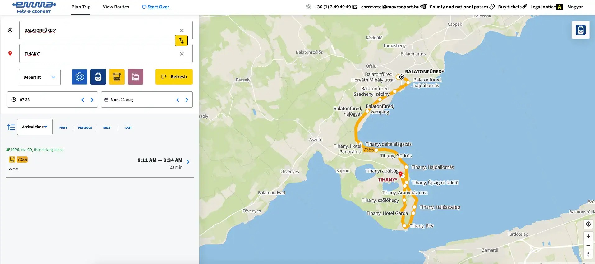 Bus timetable from balatonfured to tihany
