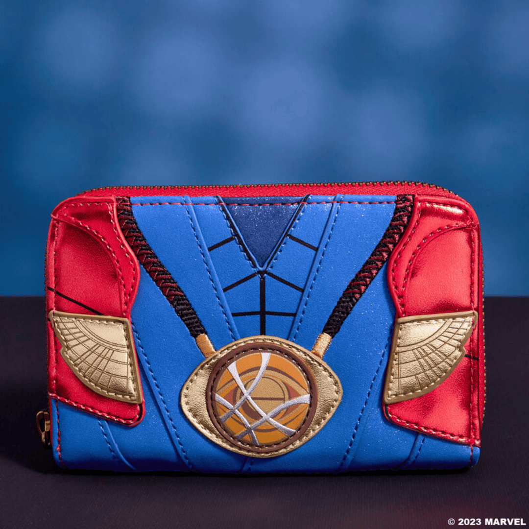 Loungefly Marvel Red Lined Pouch with Blue Zipper Trim Loungefly Spider-Man Mini Backpack Bag Purse Marvel Red Blue  main image 4