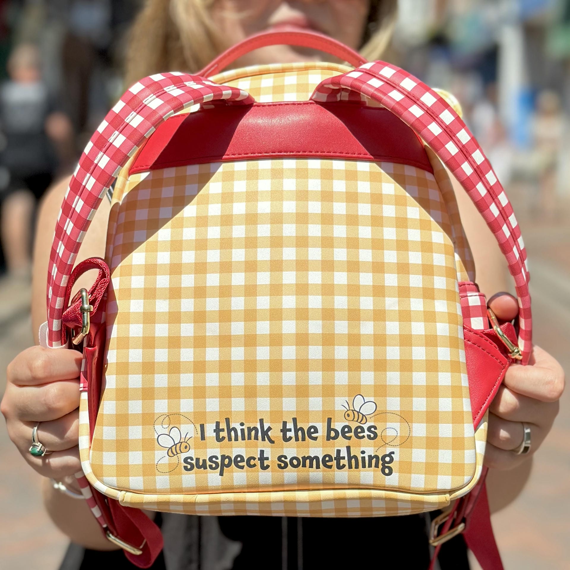 Winnie The Pooh Loungefly Backpack Purse Gingham Bee Honey ?✨ Oh, bother! This adorable new Loungefly x Disney Winnie  main image 4