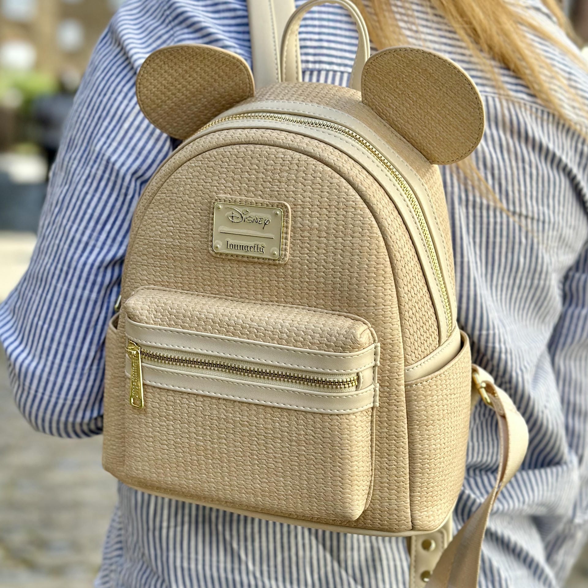 Disney Mickey Mouse Backpack Raffia Straw Drawstring Junk Food 90th Anniversary Mickey Mouse Straw Disney Loungefly Cosplay Mini Backpack  main image 3