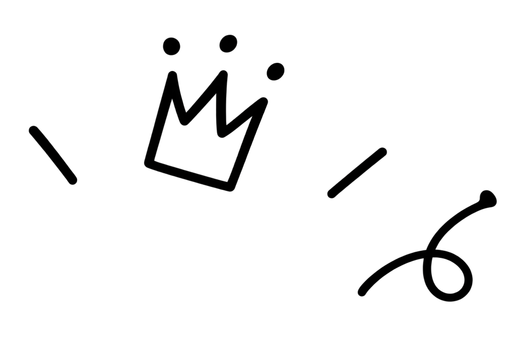 Doodle image with crown and exclamations denoting success