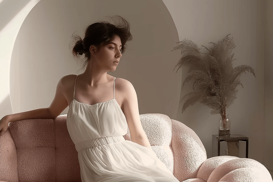 pink two seater sofa