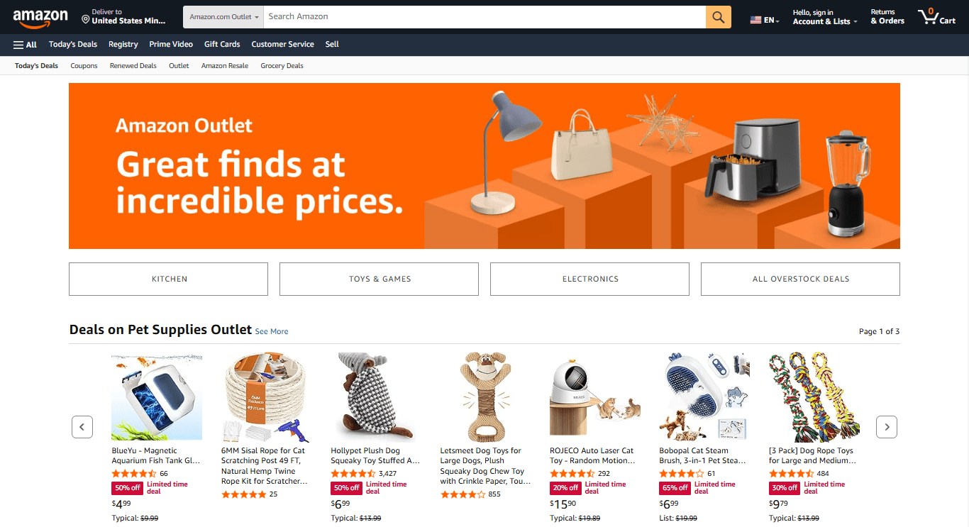 2. Amazon Outlet & Warehouse Deals