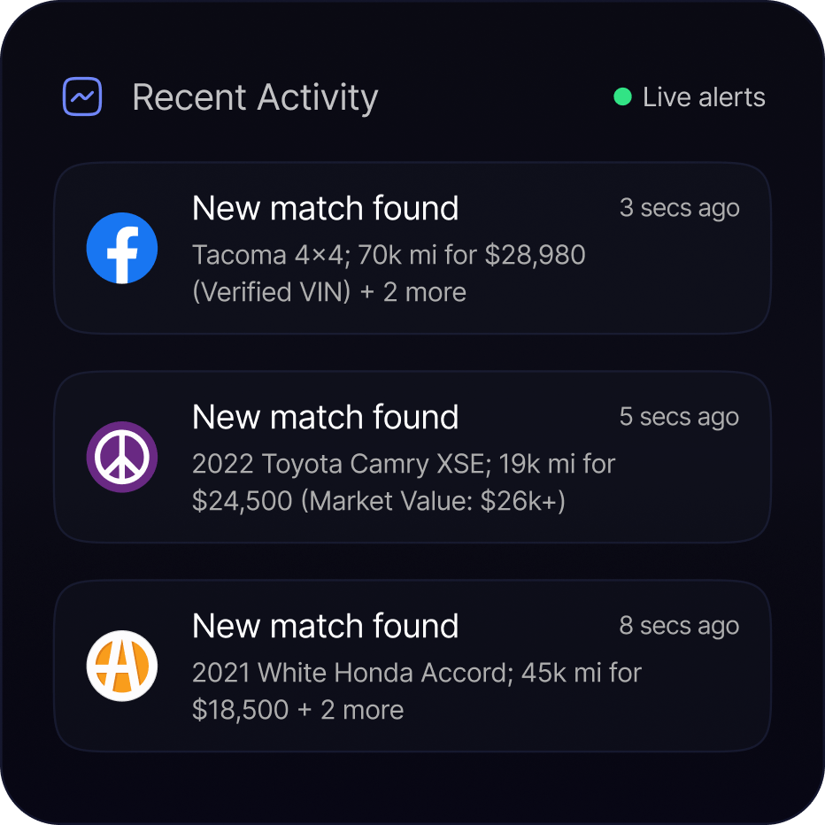 Live Vehicle Match Alerts