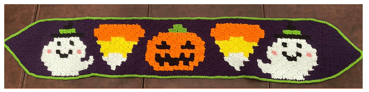 Start Off Spooky Season Right with this Halloween Table Runner C2C Crochet Pattern!