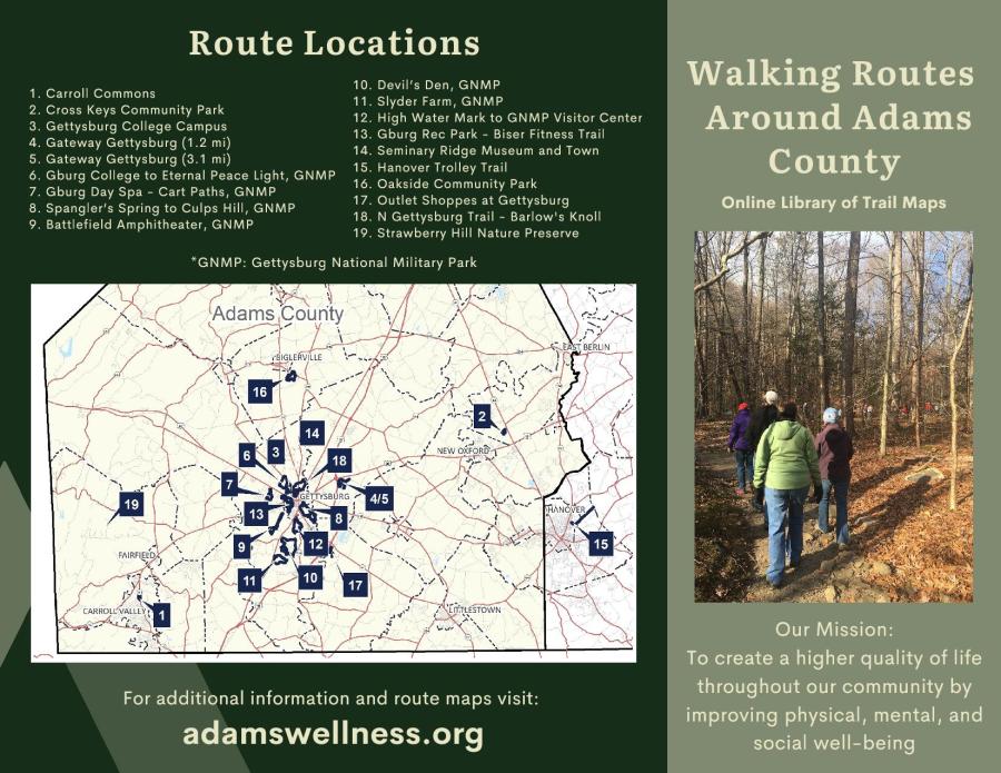 Healthy Adams County Physical Fitness Task Force Creates Online Library of Local Walks 1 PFTF Map Brochure FINAL page 001