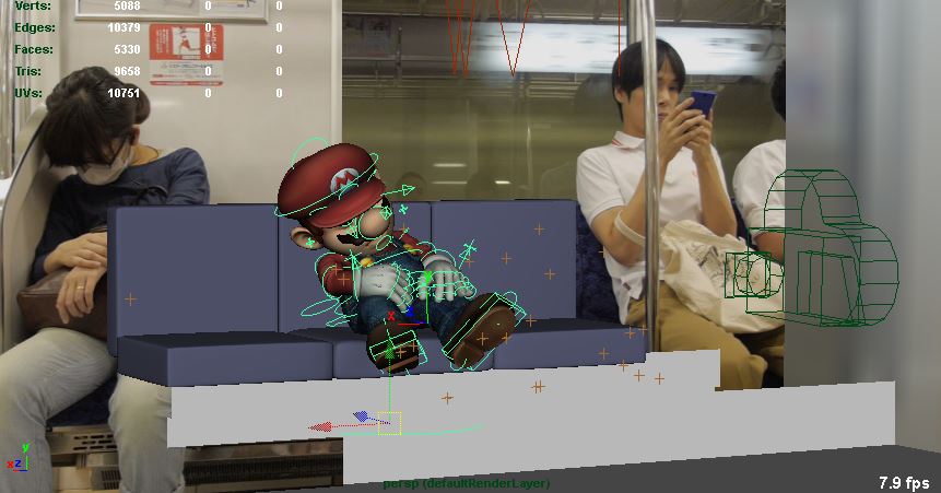 Mario taking a nap on set!