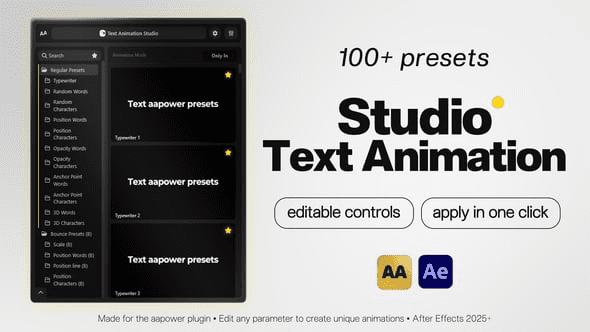 Studio Text Animation 100+ Text Presets With Custom Controls For After Effects 61566714