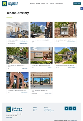 design mock-up of a tenant directory displayed on a real estate website