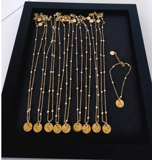 Gold plated zodiac necklace with 