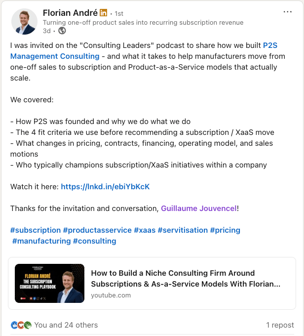 Florian André on LinkedIn about Consulting Leaders