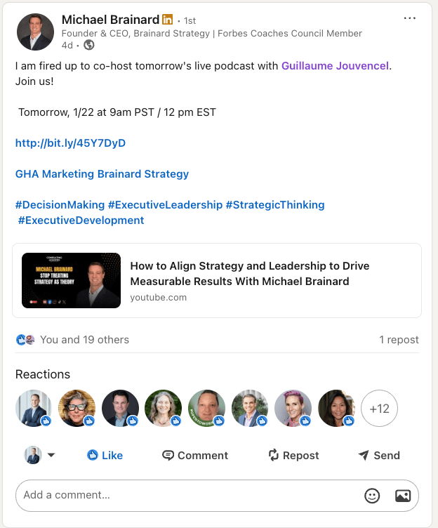 Michael Brainard on LinkedIn about Consulting Leaders