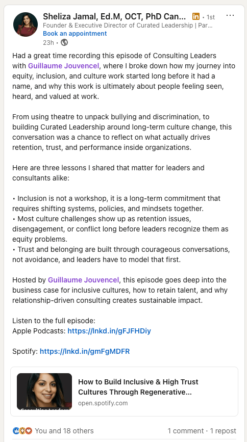 Sheliza Jamal on LinkedIn about Consulting Leaders