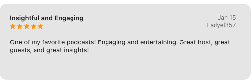 Consulting Leaders, Apple Podcast review 9