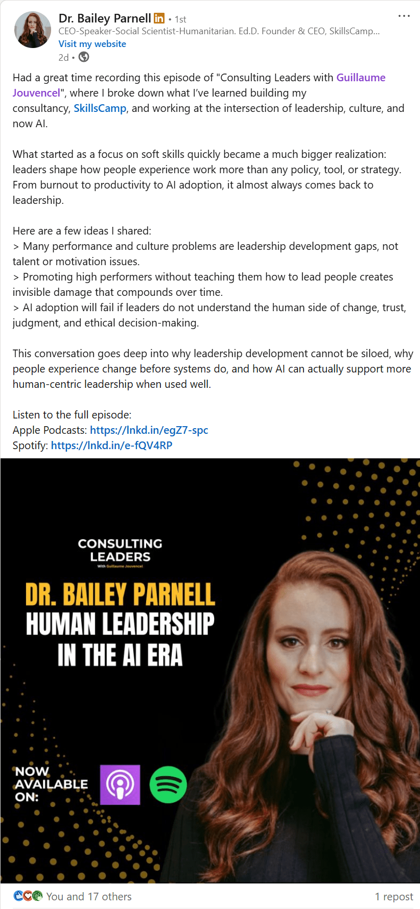 Dr. Bailey Parnell on Consulting Leaders