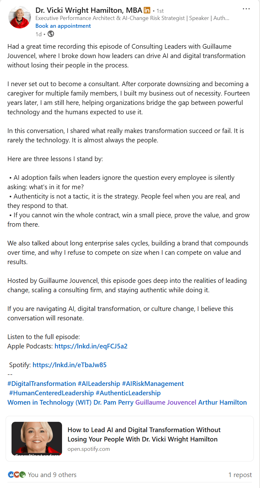Vicki Wright Hamilton on Consulting Leaders