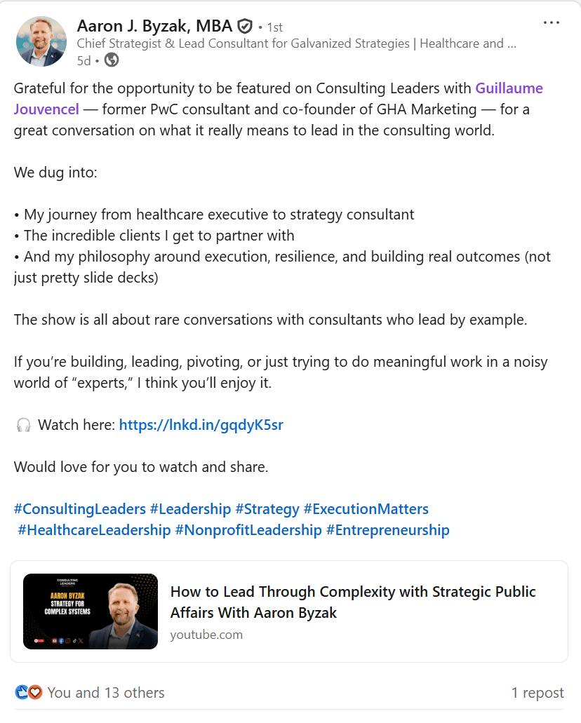 Aaron Byzak on Consulting Leaders