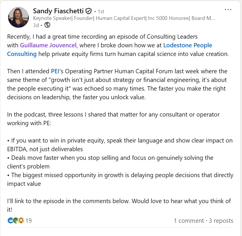 Sandy Fiaschetti on Consulting Leaders