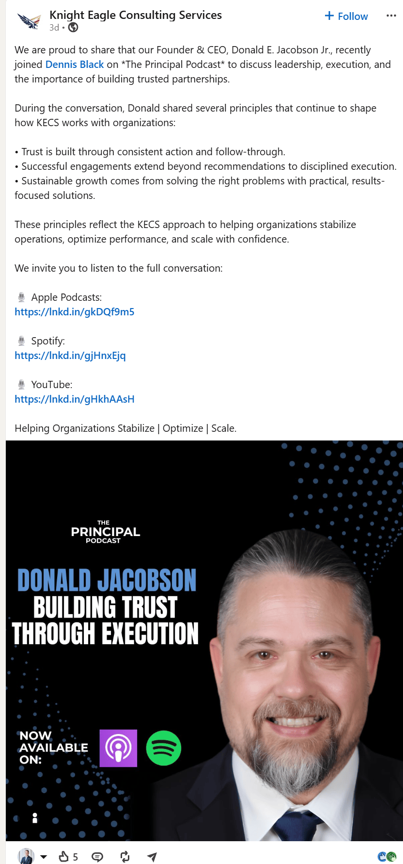 Knight Eagle Consulting on "The Principal Podcast"