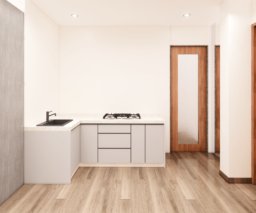 Modern kitchen setup in a fully furnished studio apartment at GHD Orchid Homes near Goa.