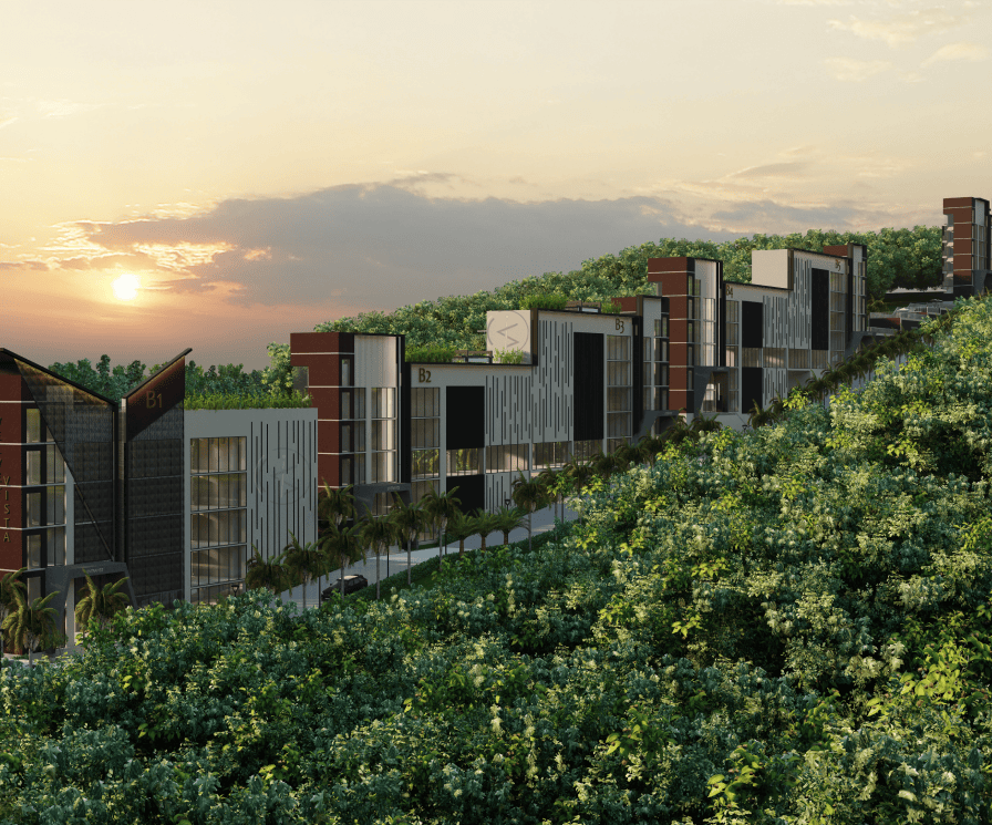 An elegant angled perspective highlighting the modern architecture and premium lifestyle experience at GHD Velvet Vista.