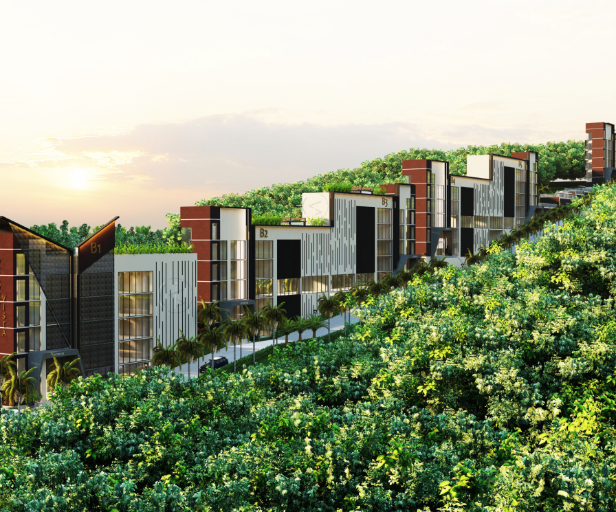 All towers elevation render of GHD Velvet Vista showcasing luxury branded residences in Porvorim, North Goa.