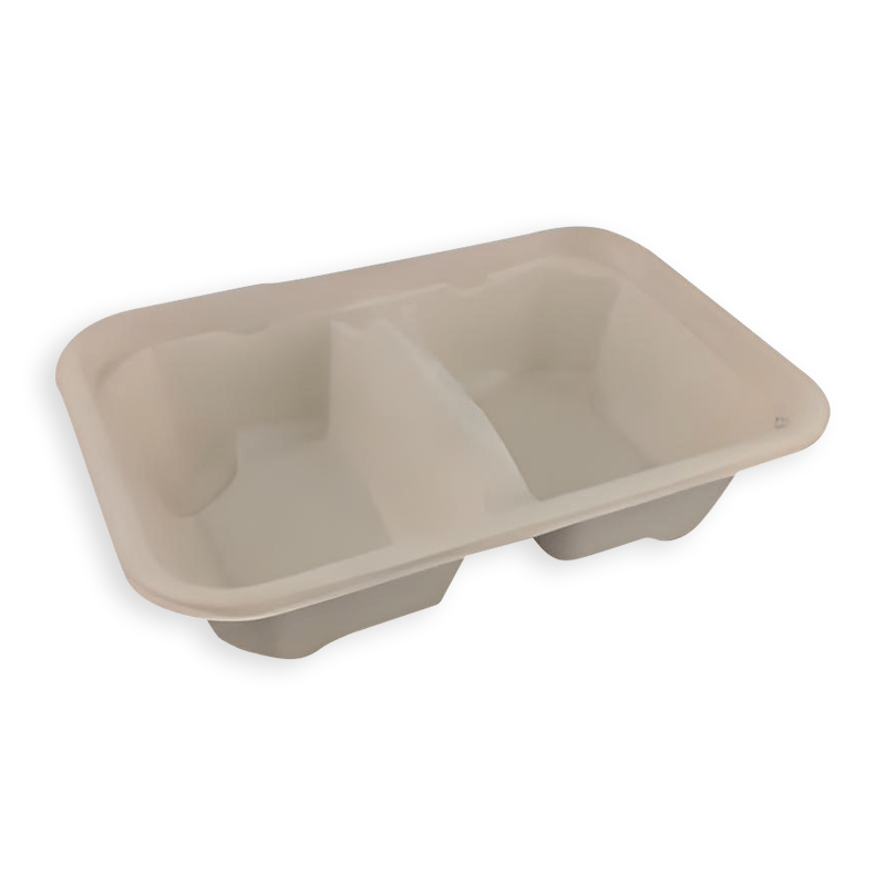 550ml 2-Compartment Sugarcane Fibre Bento Box